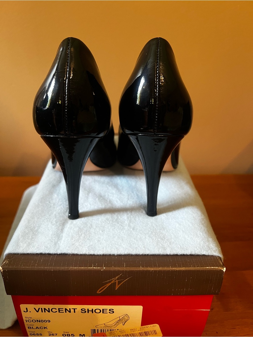 J. Vincent Black Patent Leather Stiletto Heels